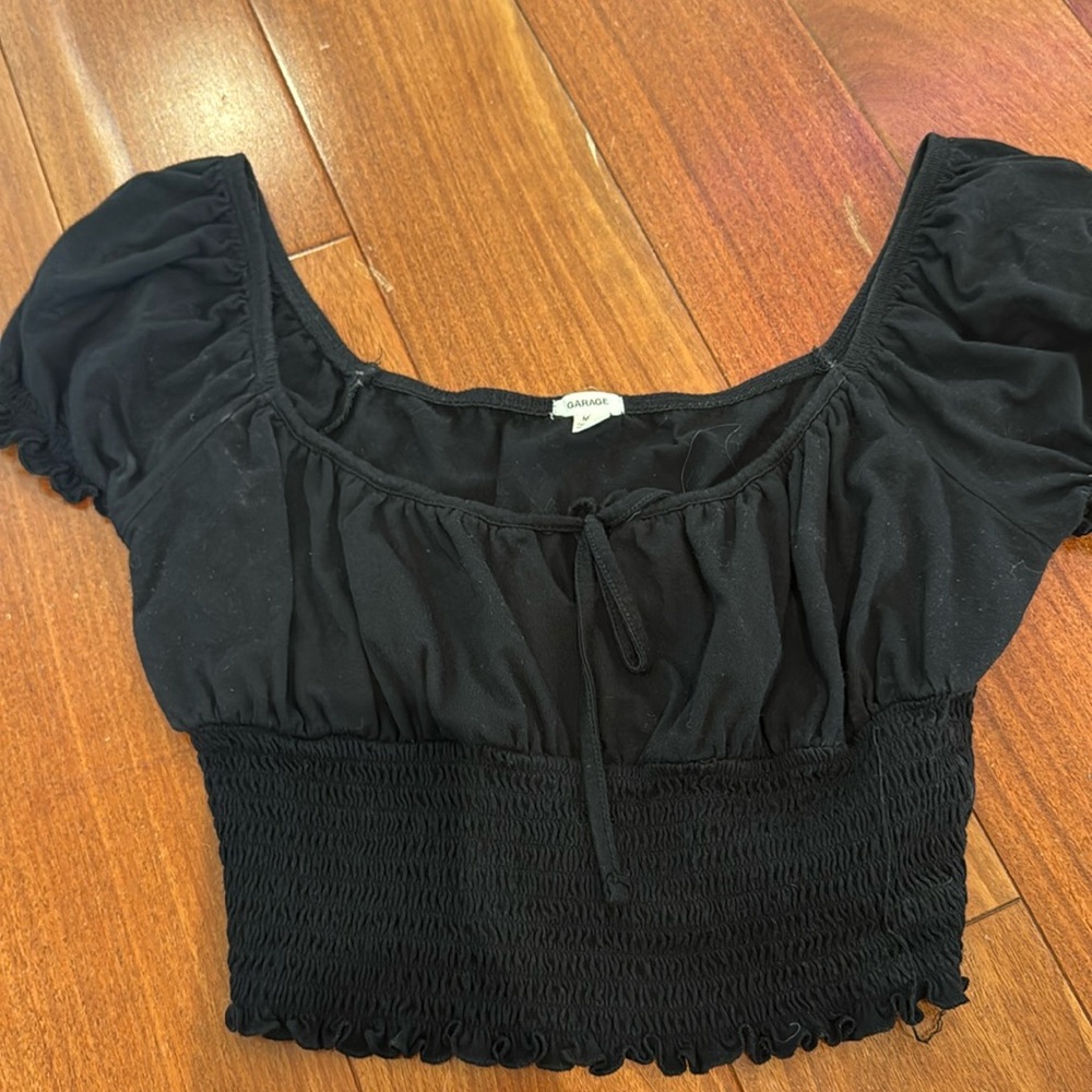 WOMENS BLACK GARAGE CROP TOP